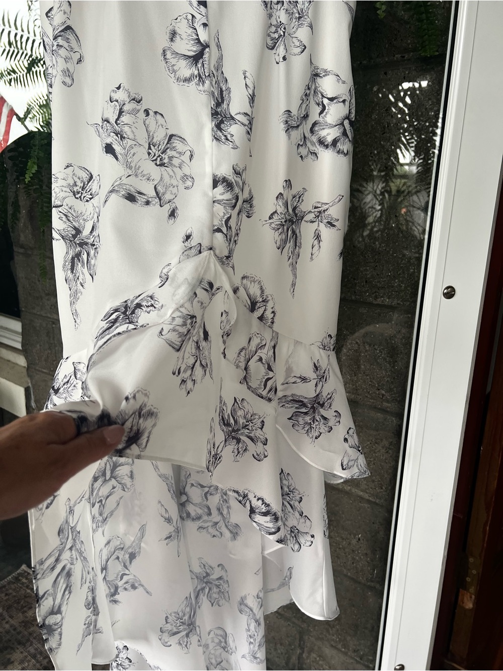Lulu's White & Black Floral High-Low Ruffle Dress - Picture 5 of 8